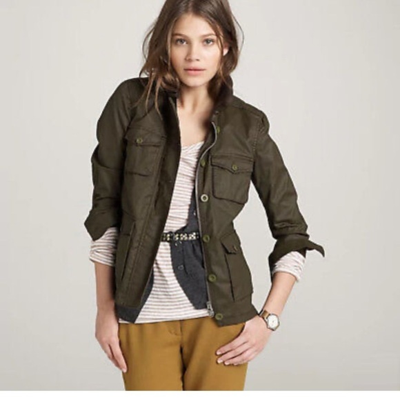 J. Crew Green Utility Jacket with Durable Cotton and Military-Inspired Style - Picture 1 of 11